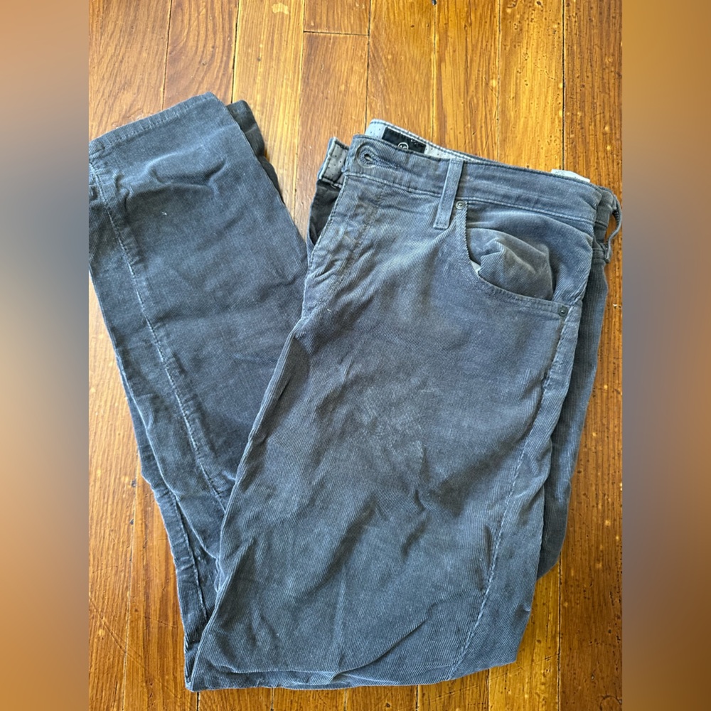 AG Adriano Goldschmied “The Stevie Ankle” Women’s Charcoal Corduroy Pants
